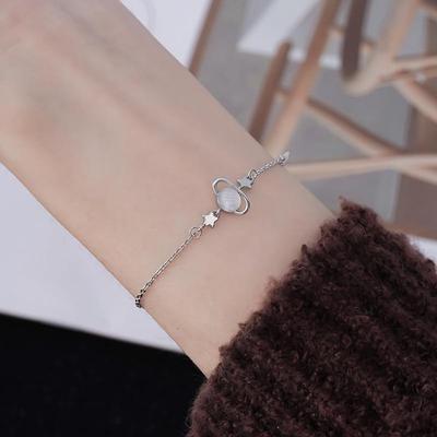 Bracelet Argent Étoile Univers Planète Pierre de Lune pour Femme