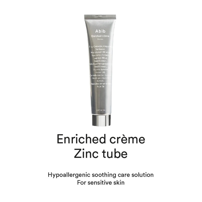 Abib Crème Concentrée Zinc Tube Crème 70ml Soin Peau Sensible Barrière Hydratante