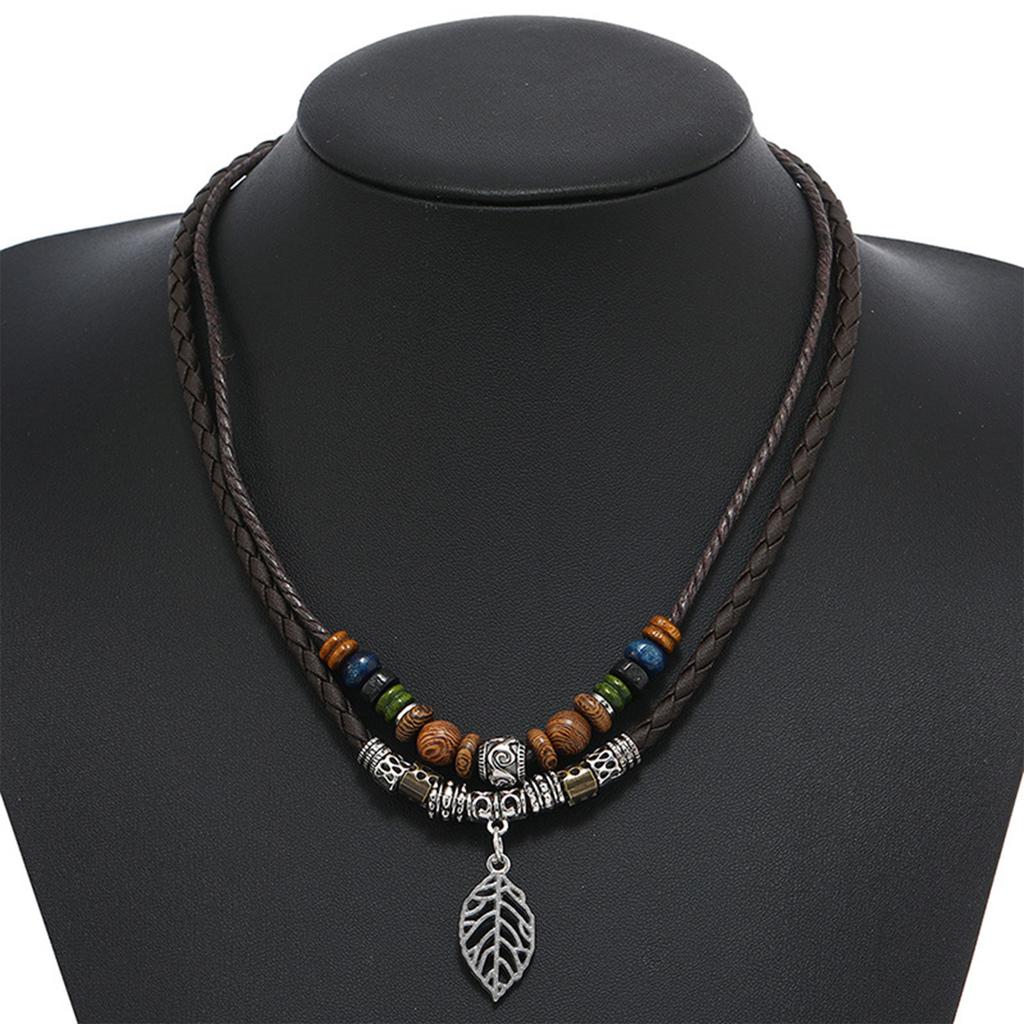 Handmade Natural Wood Bead Long Chain Necklace Adjustable Length Lightweight Multilayered Jewelry For Everyday Wear