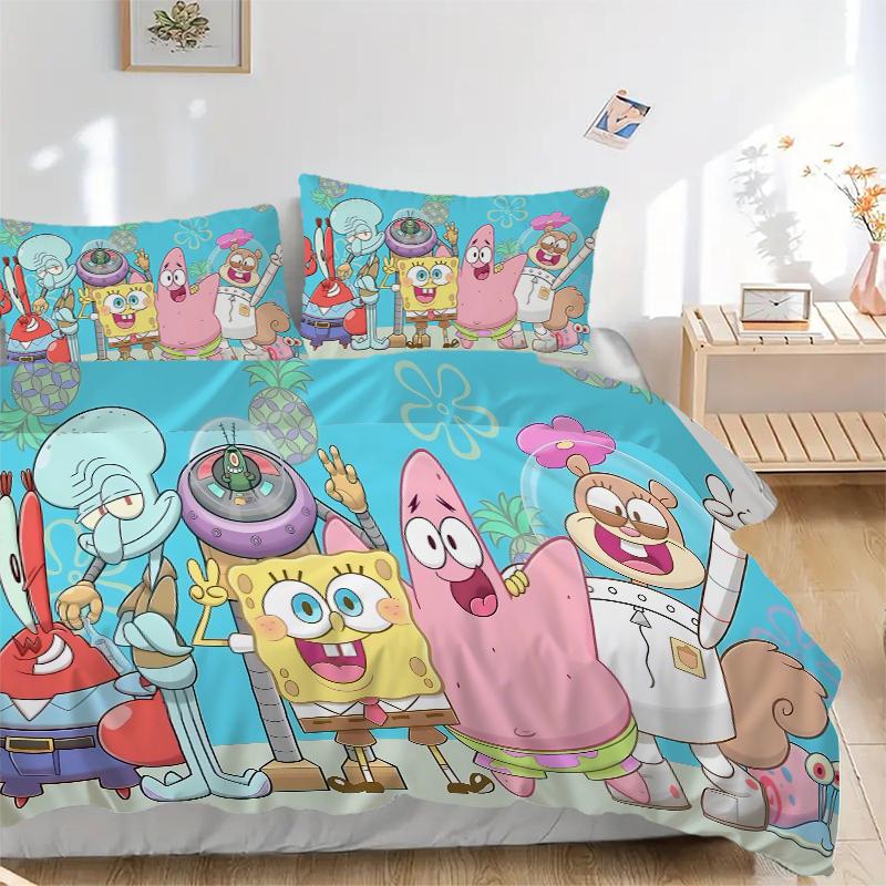 3Pcs Spongebob'S Underwater Adventure Bedding Sets For All Sizes New 3D Printed Bed Cover Comforter Duvet Cover Pillowcase Bedroom Decoration