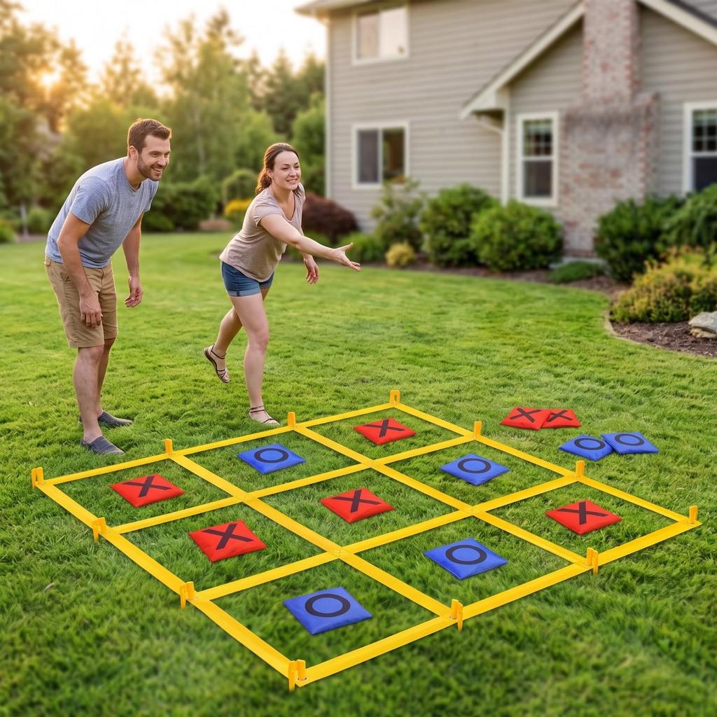 Noughts & Crosses-Toe Toss Game with Easy To Set Up for Park, Parties