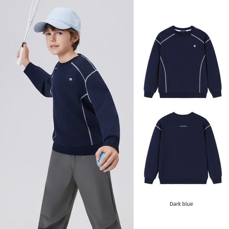 Navigare Italian Small Sailboat Girls  Sweatshirt 2026 New Spring and Autumn Children s Round Neck Long-Sleeve Loose Top Casual Mood-Dark Blue 130