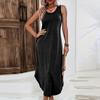 Ärmelloses lässiges Midi-Kleid in einfarbiger Ausführung mit lockerem Schnitt und seitlichem Schlitz, bequemes Sommerkleid für Damen