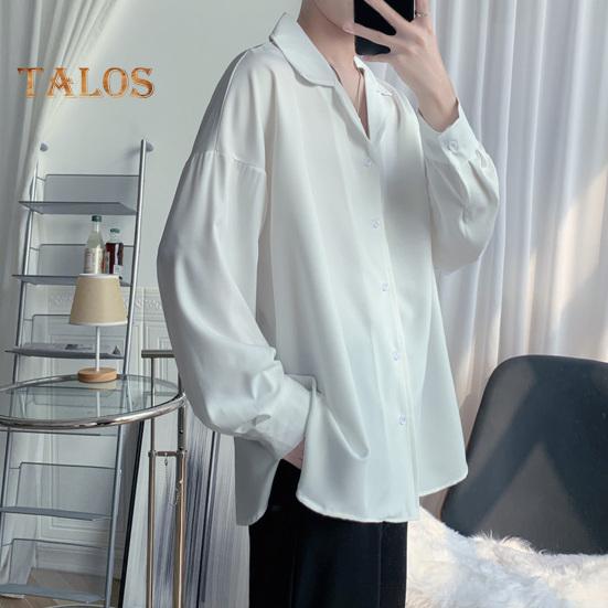 Herren Kubahemd Langarm Button-Down Freizeitshirt Locker geschnitten Einfarbiges Hemd für Arbeit Partys Dates