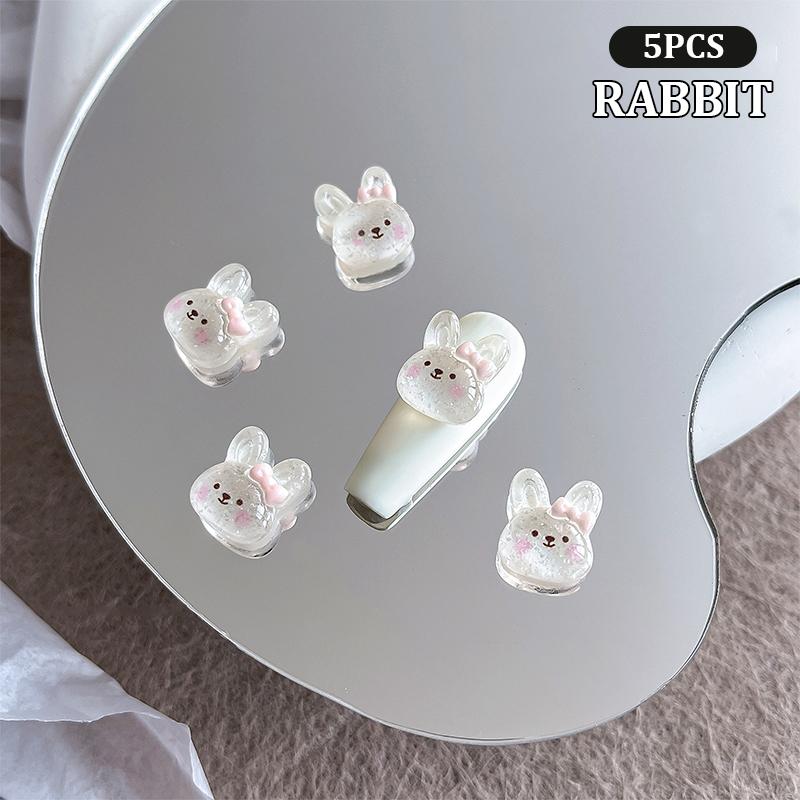 

5 шт. Мини Мультяшные Аксессуары для Нейл-арта, Подвески для Ногтей, Каваи Милый Медведь, Бант, Кролик, Ювелирные Изделия для Нейл-арта, DIY Украшение