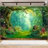 Fantasy Wonderland Jungle Mushroom House Fairy Tale Magic Photography Background Children's Birthday Party Decoration Background