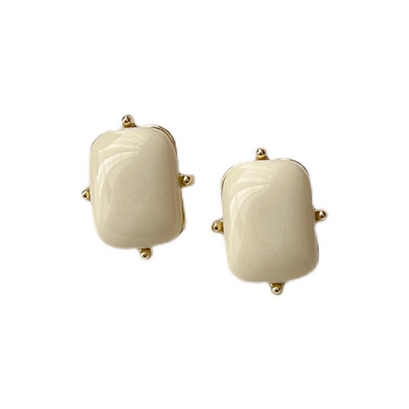 Franse Temperament Witte Geometrische Oorbellen Mode Dames Sieraden Accessoires 2025
