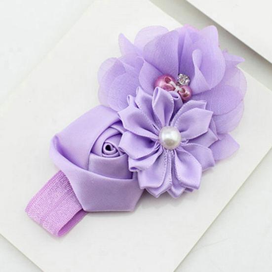 Headband Faux Pearl Skin-friendly Chiffon Baby Girls Bow-knot Kids Headwear for Birthday