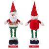 Christmas Plush Doll with Retractable Legs Handmade Standing Snowman Santa Claus Plush Toy Xmas Winter Holiday Party Decoration Ornament