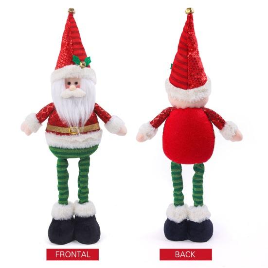 Christmas Plush Doll with Retractable Legs Handmade Standing Snowman Santa Claus Plush Toy Xmas Winter Holiday Party Decoration Ornament