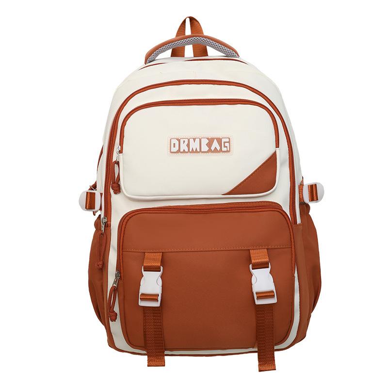 New contrasting color schoolbag, junior high school backpack, trendy casual class, versatile college student, high school student backpack