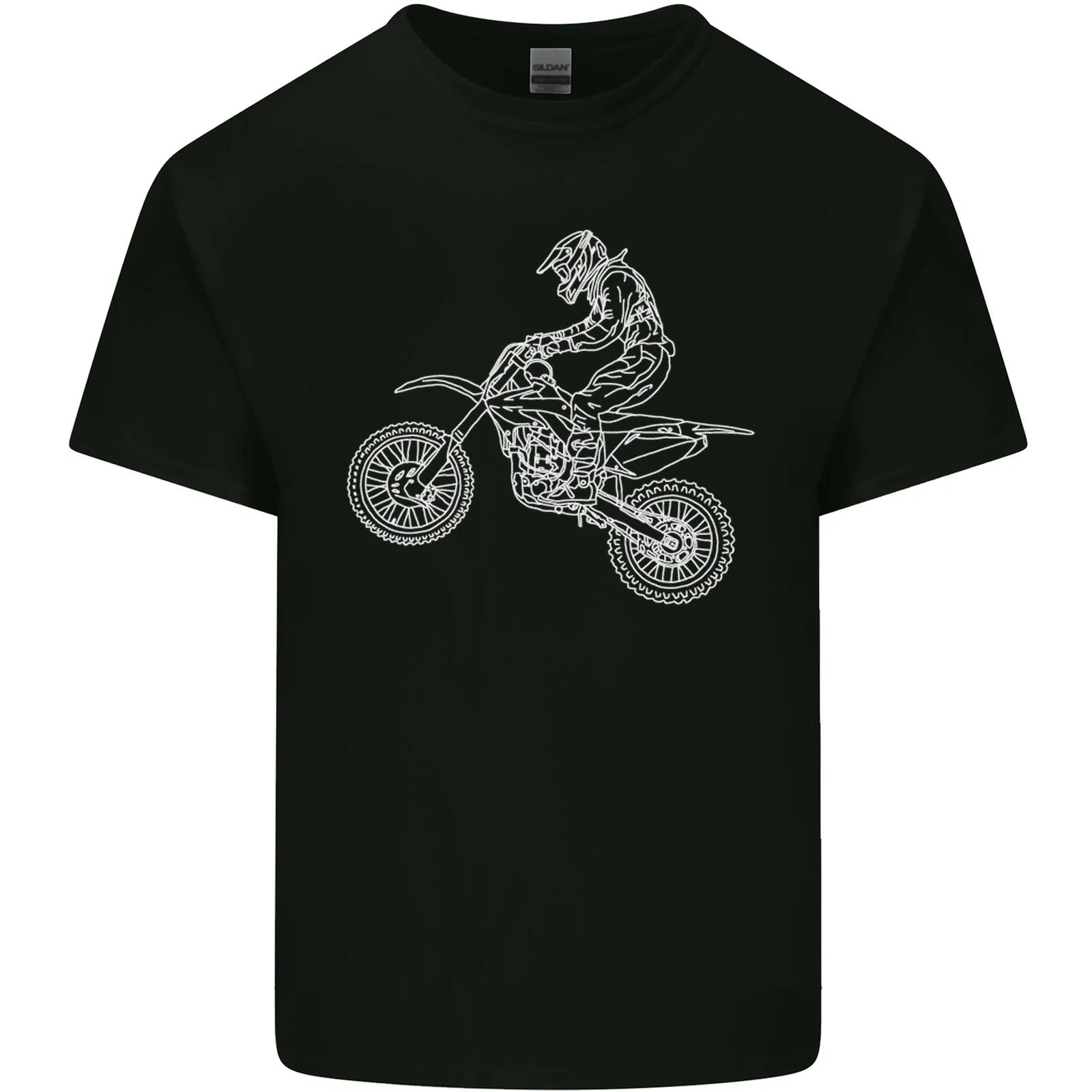 Motocross Line Drawing Dirt Bike MotoX Kids T-Shirt Childrens 4XL