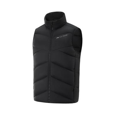 Li Ning Fitness Series Solid Color Zipper Stand Collar Comfortable Breathable Versatile Loose Down Vest Men Vests Black AMRU101-1
