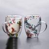 Fyllningar Torkade Blommor Dubbelväggigt Glas med Handtag Värmetåliga Te Kaffekoppar Espresso Mjölkmugg Kreativ Gåva