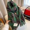 New Mohair Plaid Scarf Women's Winter Thickened Warm Korean Black and White Plaid Imitation Cashmere Shawl