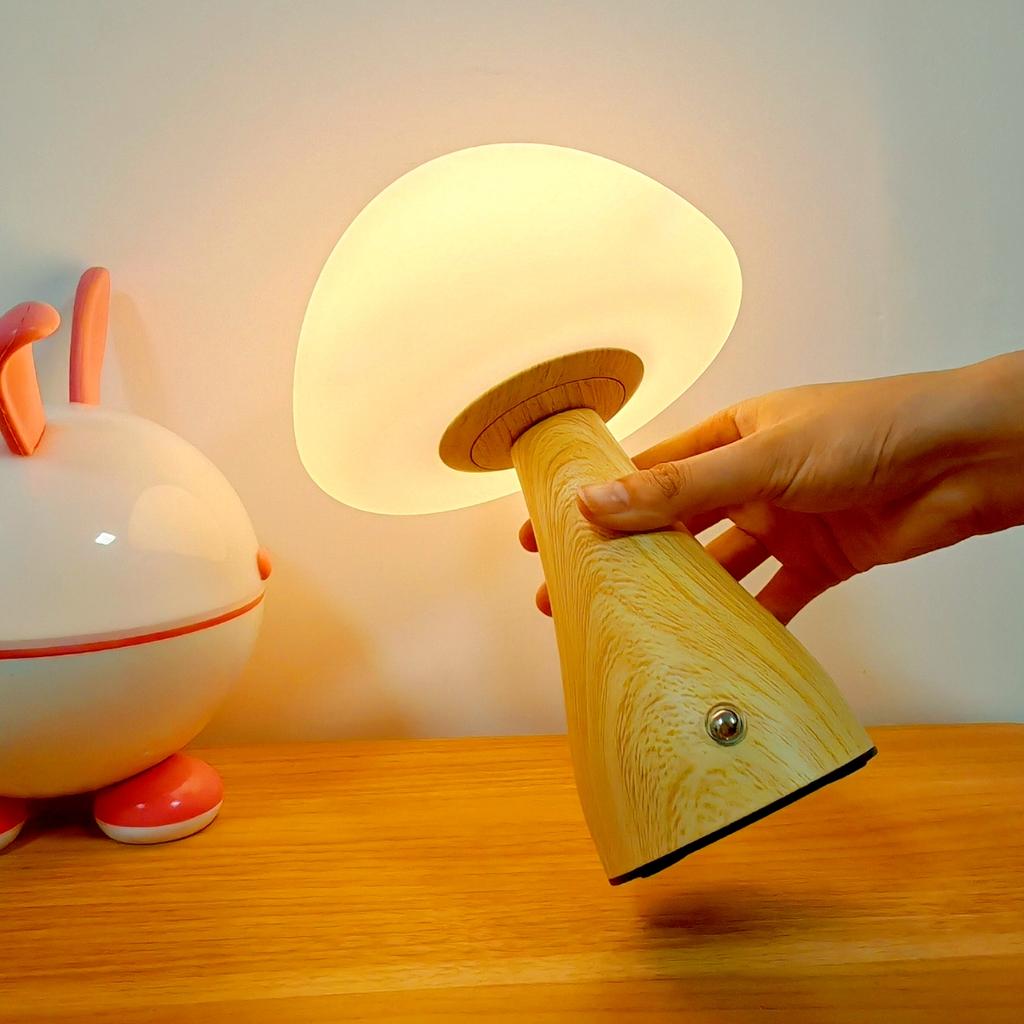 USB touch controlled cute mushroom night light, three color adjustable lighting, bedroom bedside sleep night light