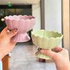 Ceramic Scalloped High Foot Bowl, Ice Cream Dessert Cup for Restaurant Hotel, Bird‘s Nest Sweet Soup Bowl