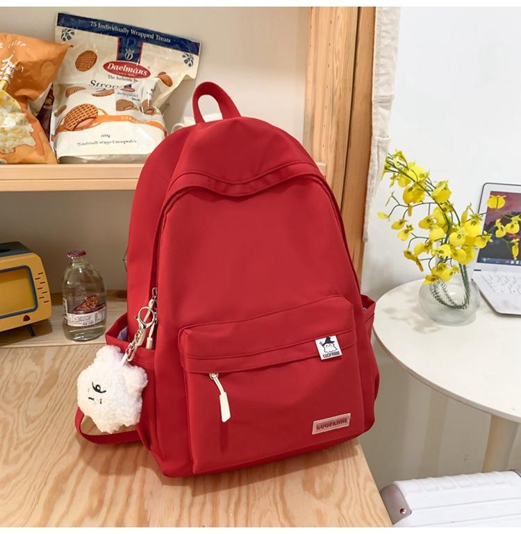 Schoolbag Female Students High School Students Solid Color Backpack