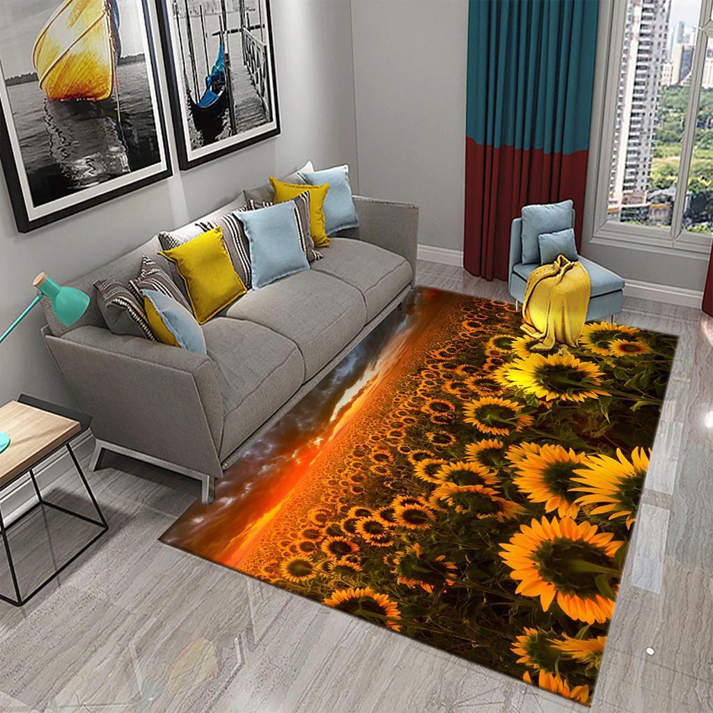 3D Sunflower Pattern Home Carpets for Living Room Bedroom Bathroom Kitchen Rug Kid Room Play Large Carpet Child Crawl Floor Mat