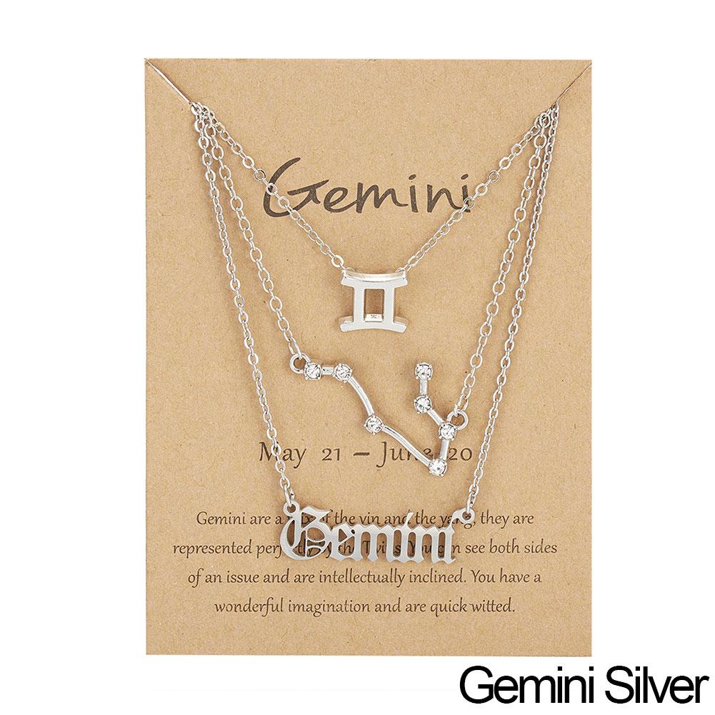 Fashion 12 Constellation Zodiac Star Sign Pendant Clear Zircon Women Necklaces Pisces Aries Taurus Horoscope Amulet Jewelry