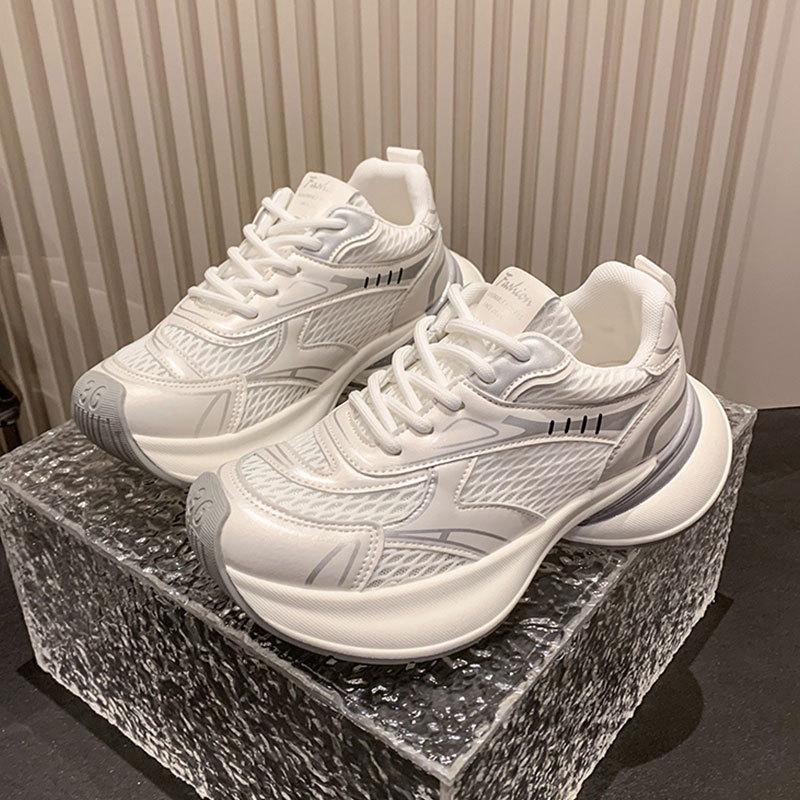 

Daddy shoes women s 2025 spring and autumn new fashionable and simple flat-bottomed mid-heel strap round head sports and leisure shoes women 40 белый