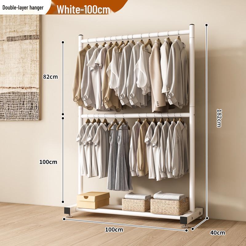Single-Layer Clothes and Hat Rack for Bedroom or Balcony - Floor-Standing Design