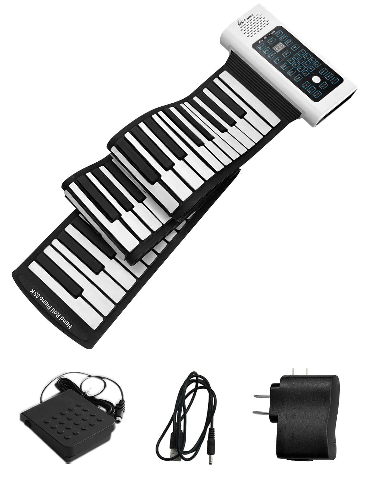 

Пианино с силиконовой клавиатурой для легкого и беспроводного 88 88-клавишного сворачивающегося Детское, Ударопрочное, Портативное, Сворачивающееся, Чистое, Легкое, (A, Клавиши, Белые)