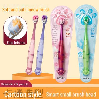 Periuță de dinți interdentală cu peri moi pentru copii cu gheare de pisică de desene animate pentru copii cu vârsta de 3-6 ani, pachet unic