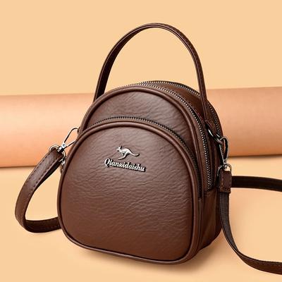 High Quality PU Design Female Mini Bag Fashion Casual 2 Layers Women Small Shoulder Bag Pretty Style Girls Shopping Phone Bag