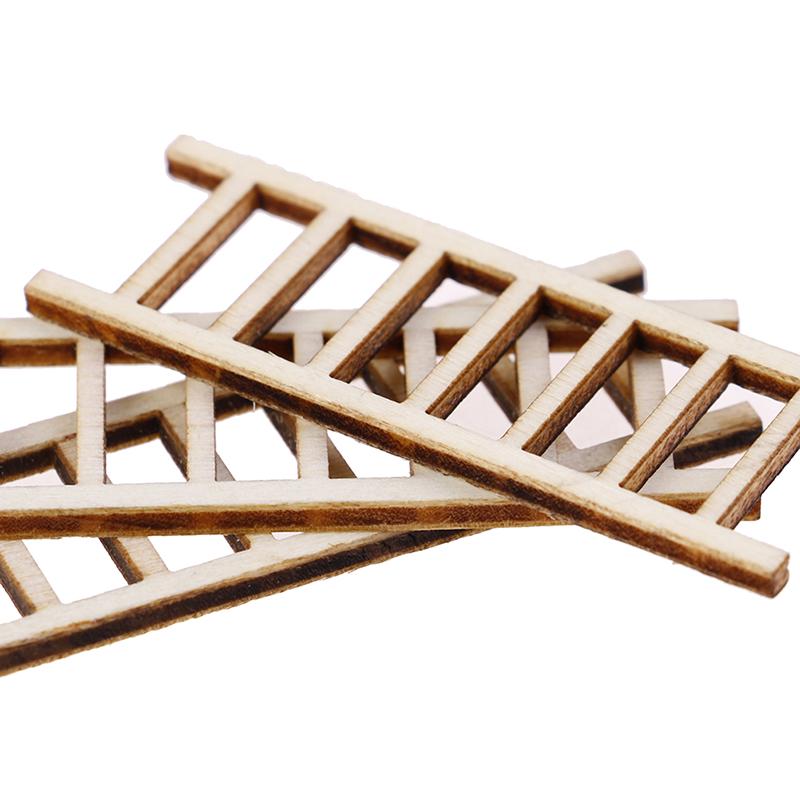 3Pcs Mini Wood Ladder Figurines Craft Garden Gift Diy Ornament Garden Decoration