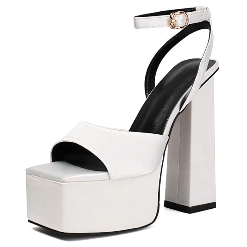 Women's Sandals Shoes Summer 2025 Platform Block High Heels Ankle Strap Blue White Pink Red Wedding Dance Fetish Shoes Ladies