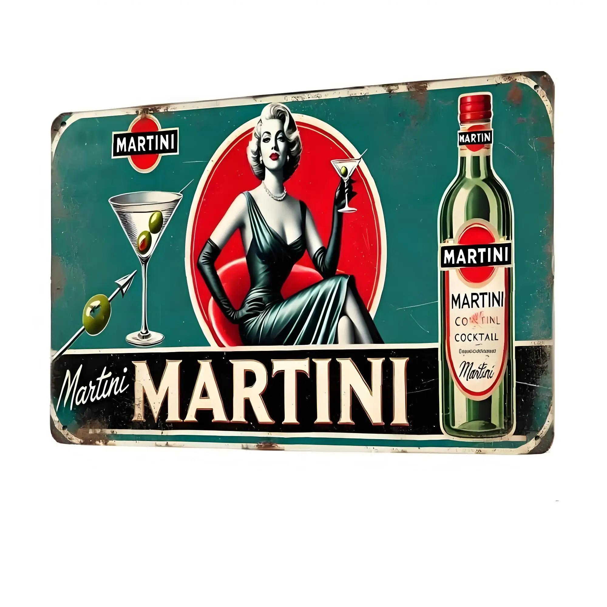 

HomeBarProDecor Vintage Martini Metal Wall Art – Classic Iron Cocktail Decor for Kitchens & Dining Rooms 20x30cm（7.8x11.8inch）