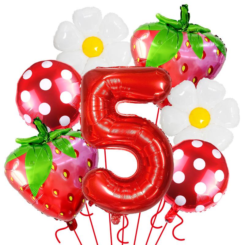 Fruit Series Gradual Change Strawberry Balloon Set Hawaiian Party Decoration Anniversary Decoration Birthday Balloon