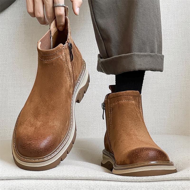 Fashion 2024 New Fashion Trends Mens Side Zipper Chelsea Boots Genuine Leather Ankle Boots Slip-on Man Business Shoes Cowhide Boots