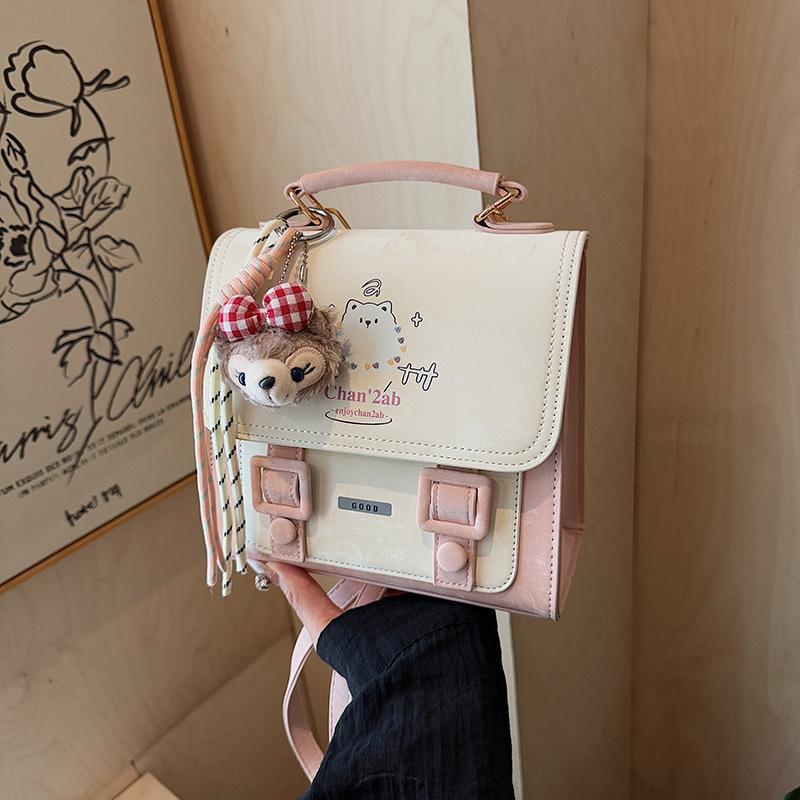 

Women s bag new versatile commuter cute fashion trend backpack portable shoulder oblique span bag розовый