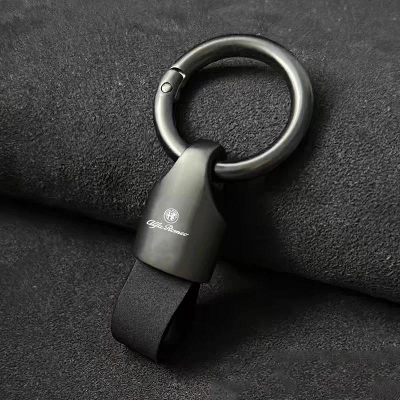 Car Stickers For Alfa Romeo Metal/Leather Car Logo Key Chain Keyring Auto Interiors Accessories For Alfa Romeo 4C 159 166 Spider