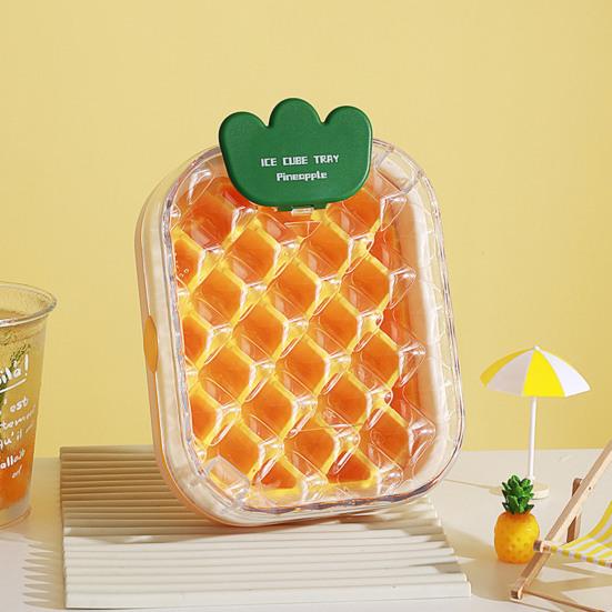 Press-Release Ice Cube Tray with Lid Storage Box BPA-Free Silicone Mold for Freezer Leak-Proof Stackable Ice Ice Maker for Home Party