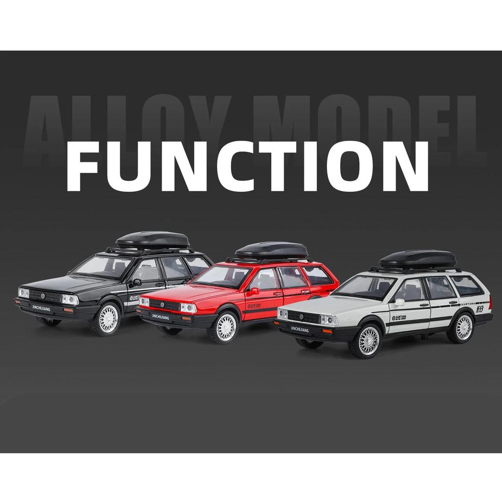 1/32 Volkswagen Santana Metalowy Model Samochodu Avant Kombi Odlewany Metalowy Pojazd Podróżny Model Samochodu Symulacja Dźwięku i Światła Zabawka dla Dzieci Prezent