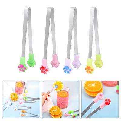 2 Piezas Siliconas Mini Pinzas Forma Patas de Gato Pequeñas Pinzas para Alimentos para Niños Ideal para Aperitivos Cubitos de Hielo y Caramelo Galleta Frutas