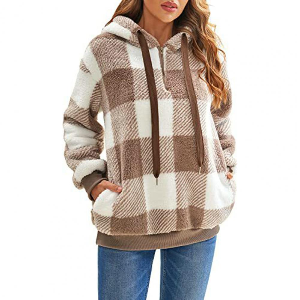 Damen Sweatshirt Damen Hoodie Warmes Plüsch-Pullover-Sweatshirt Gemütlicher Damen-Hoodie mit langen Ärmeln und Kordelzug für Herbst/Winter