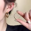 S925 Silver Needle Hip-Hop C-Shaped Earrings - Stylish, Minimalist Design in Assorted Sizes (Large & Small) - Model 6383