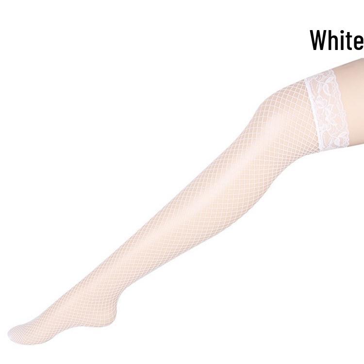 Lace Fishnet Thigh High Stockings - Sexy Over-the-Knee Black Lingerie