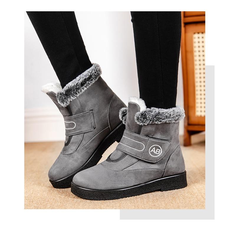 Women's High-Top Thermal Snow Boots with Velcro Fastening Fleece-Lined Women's Boots Casual Women's Shoes Autumn Style