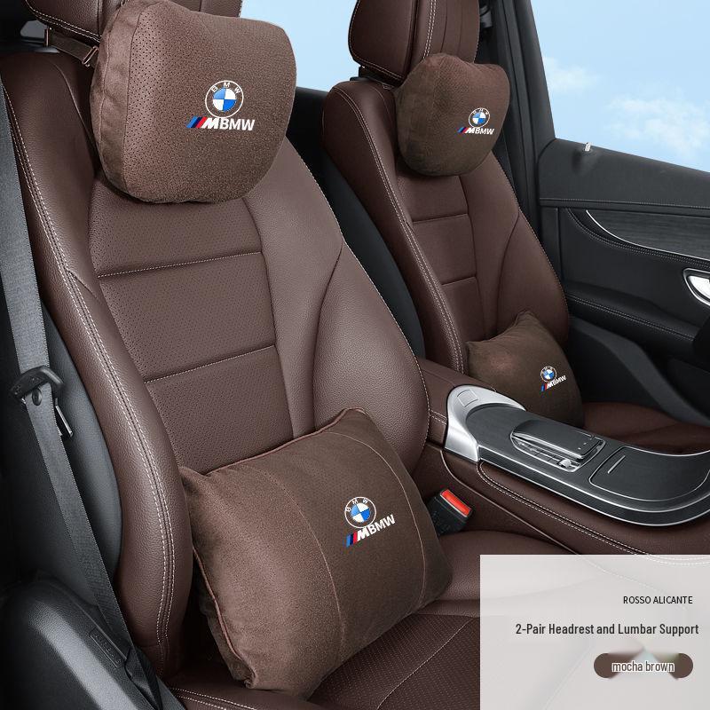 Compatible with BMW 5, 7 Series, X1, X3, X5 car seats, featuring headrest, lumbar, and neck support pillows.