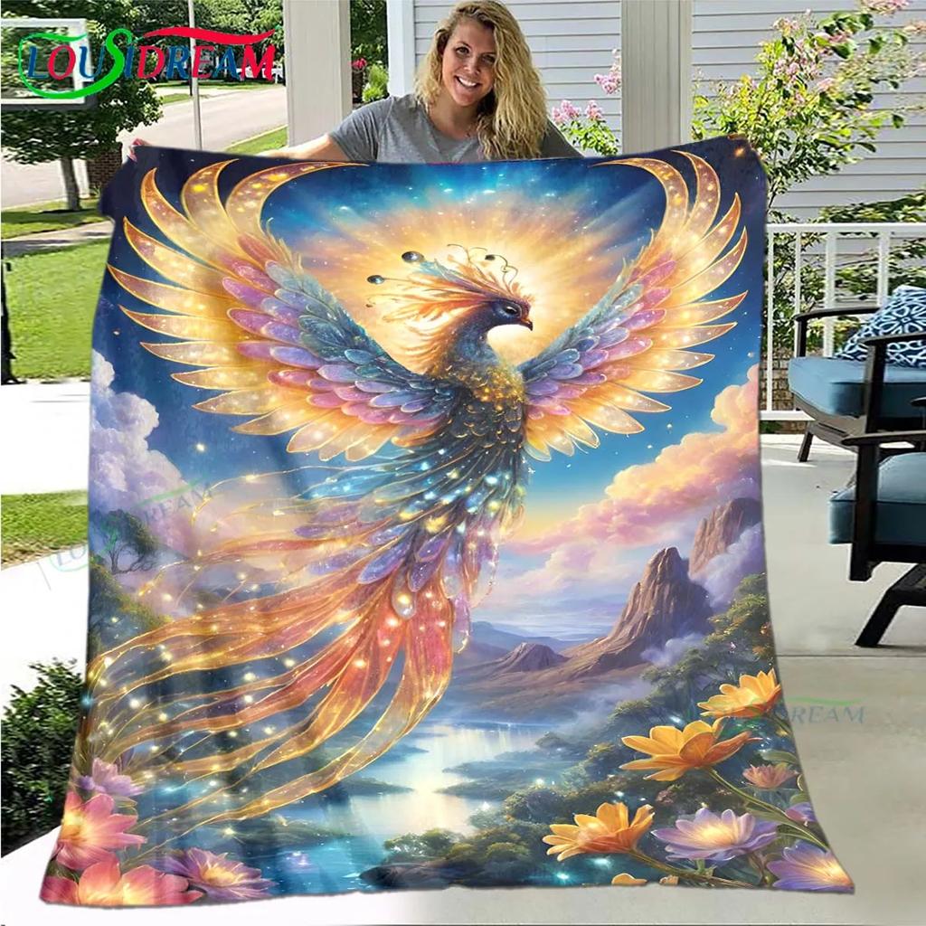 3D Popular Mythical Beast Phoenix Blanket,Flannel Throw Blanket for Home Bedroom Bed Sofa Picnic Office Hiking Leisure Nap Gift