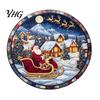 Washable Round Carpet Christmas Rug, 39" Imitation Cashmere Santa Snowflake Pattern, Pattern Rug Holiday Area for Home Living Room Bedroom Decor Stain