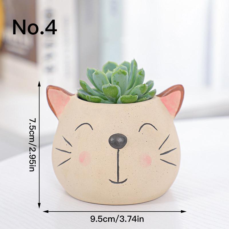 

Керамический цветочный горшок с рисунком из мультфильма, настольное украшение, садовые принадлежности, бонсай, сочный горшок, горшок для растений No.4