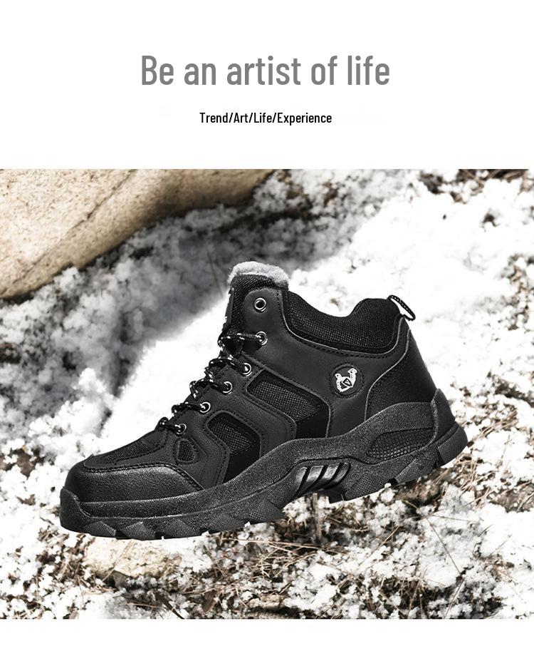 Mid-Top Cotton Outdoor Hiking Shoes - Warm, Unisex, Plus Sizes, Dad Style