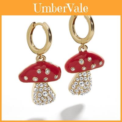 Trendy Alloy Womens Red Mushroom Earrings With Geometric Artificial Gemstones