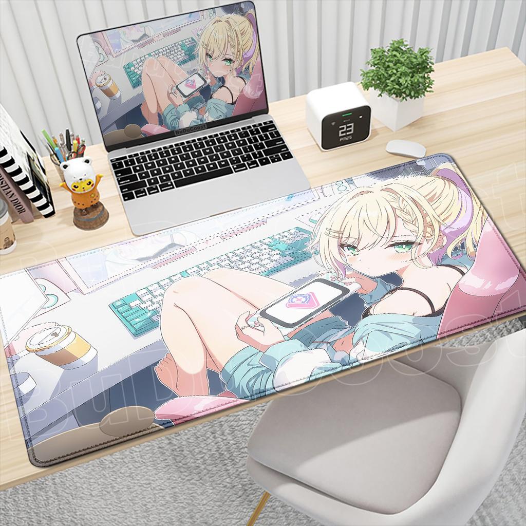 Anime Girl Office Keyboard Accessories Large Table Gaming Carpet Hololive Cute Kurumi Noah Mousepad XXL Locking Edge Desktop Mat